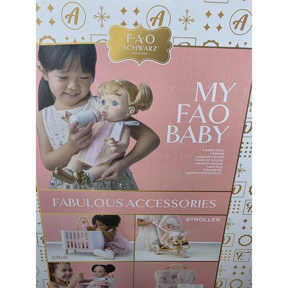 FAO Schwarz Drink and Wet Baby Doll with Brushable Hair and Bathable Body - Picture 9 of 10